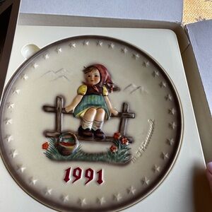 Hummel Decorative Plate with Red and Cream Accents